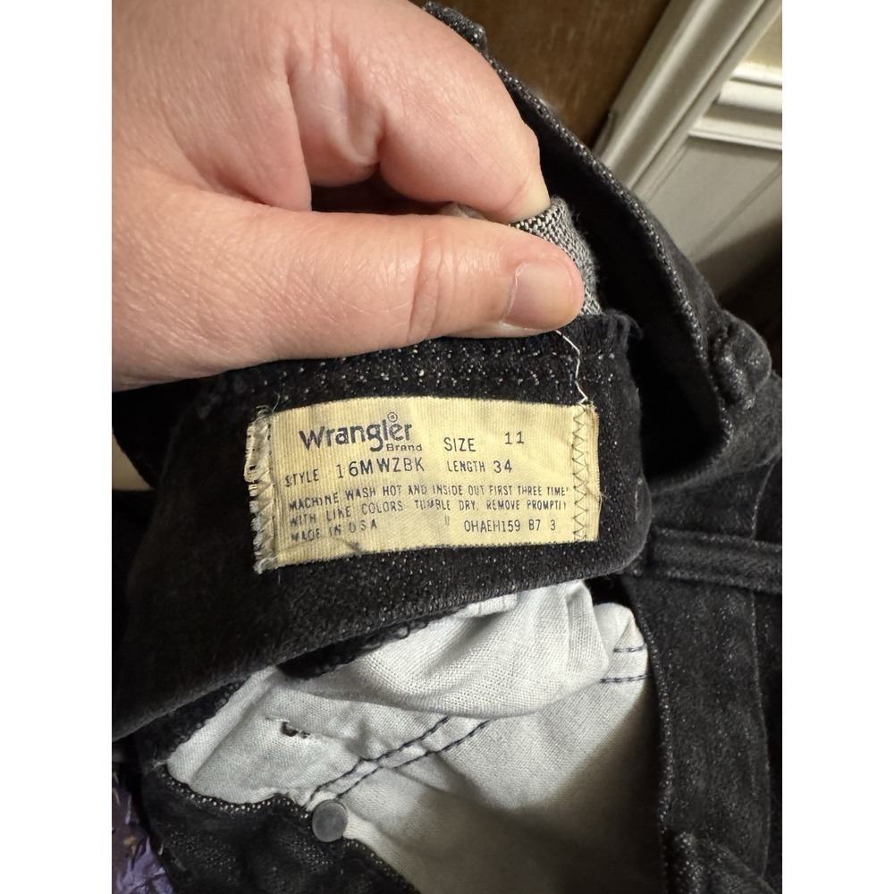 Vintage Wrangler Black Denim Jeans Women's Size 11 34" Long Made In USA Western - Picture 9 of 10
